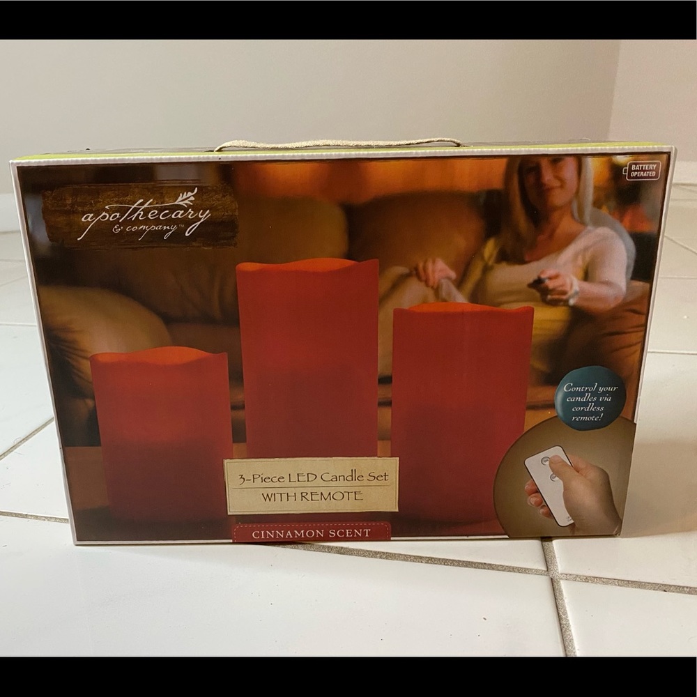 📚New Apothecary & Co. 3 Piece Led Candle Set - Cordless With Remote📚